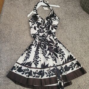 Elegant Black and White Halter Dress